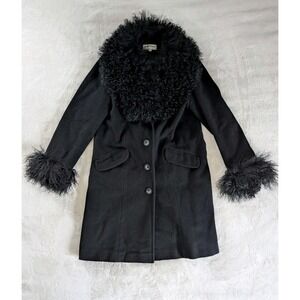 VTG‎ Jonathan Michael Black Wool Dress Coat Women's Size 8 Classic Mobwife Glam